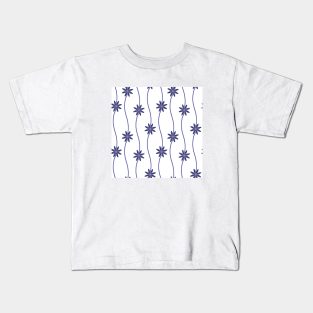 Blue Floral Pattern Kids T-Shirt